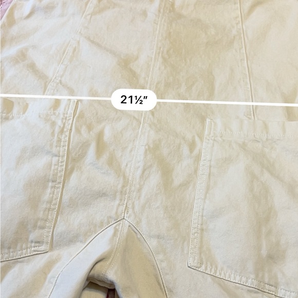 Free People We The Free Jumpsuit Womens High Roller Ivory Denim Pull On Overall - Picture 8 of 11